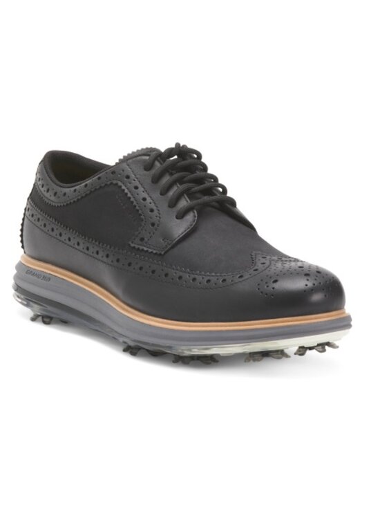 COLE HAAN Black Men's Leather Waterproof Og Tour Golf Shoes - Picture 1 of 2
